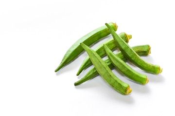 Pile of Fresh Okra Isolated on White Background