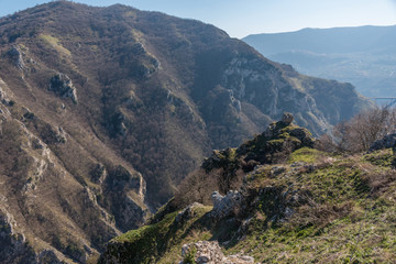 Naklejka premium Mountains of Southern Italy on a Sunny Hazy Day