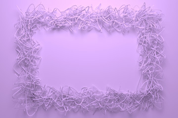 Illustrations of CGI composition, string backdrop, virtual paper frame for graphic design or wallpapers. 3D render.