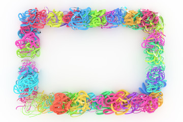 Abstract CGI composition, string backdrop virtual paper frame. Wallpaper for graphic design. 3D render.