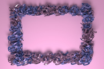 Abstract CGI composition, string backdrop virtual paper frame. Wallpaper for graphic design. 3D render.