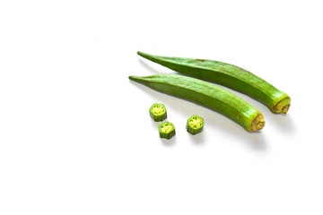 Sliced Okra Isolated on White Background