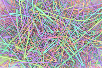 Messy strings virtual backdrop. For graphic design or background, CGI composition. 3D render.