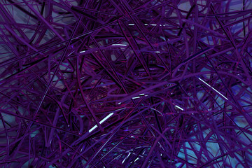 Messy strings virtual backdrop. For graphic design or background, CGI composition. 3D render.