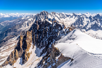 Snowy mountains Chamonix, Mont Blanc, Haute-Savoie, Alps, France