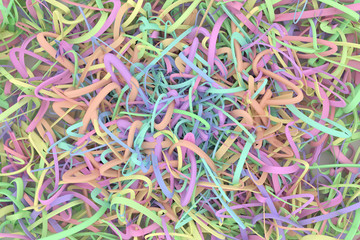 Background abstract CGI composition, messy strings virtual backdrop for design, graphic resource. 3D render.