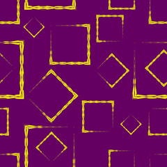 Yellow rhombuses and squares on a purple background.