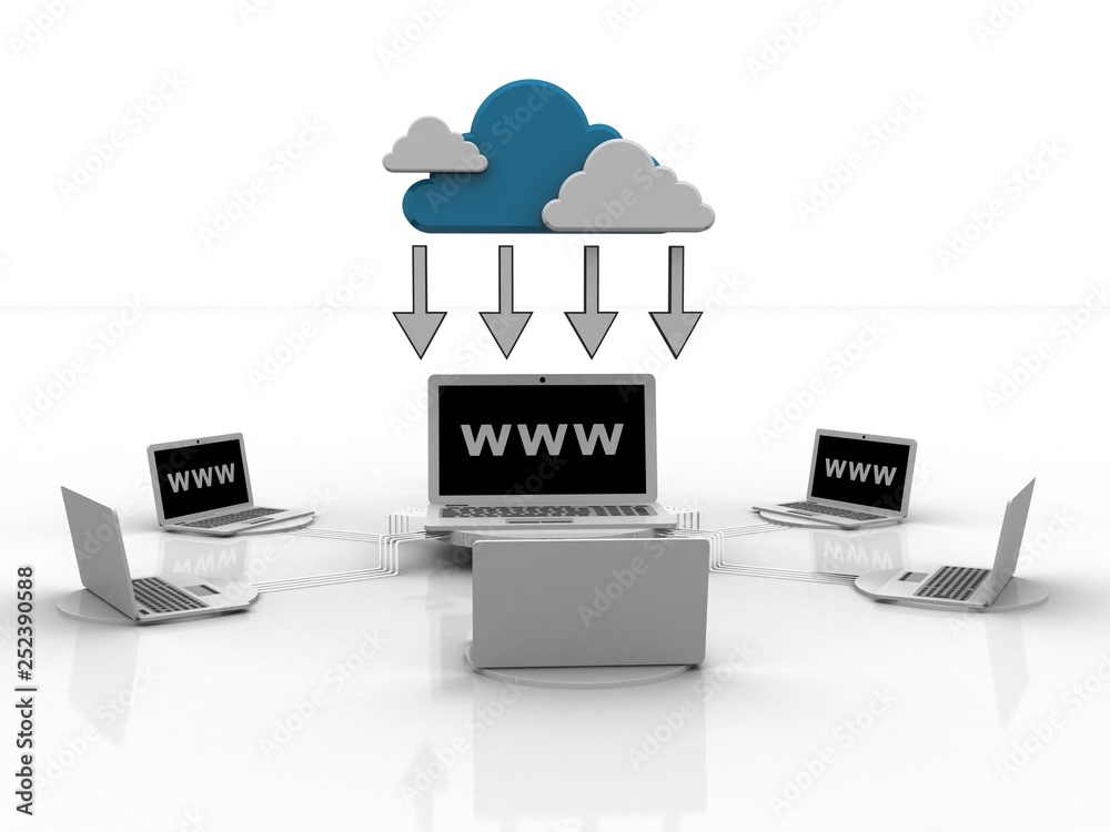 Poster 3d rendering computer network