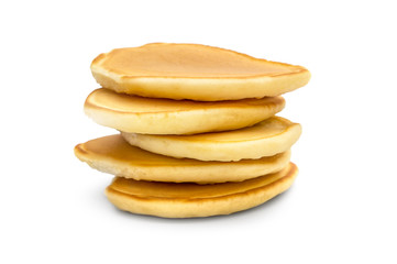 Stack of pancakes on white.