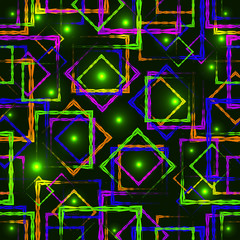 Bright diamonds and squares with highlights in the intersection on a green background.