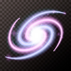 Spiral galactic with lots stars on transparent background