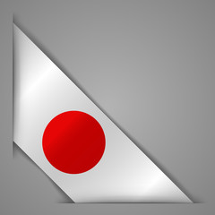 Flag of Japan. Corner banner ribbon. Realistic. Vector illustration.