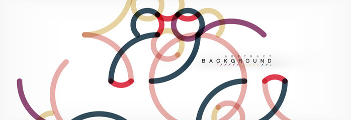 Curly wave lines abstract background design, transparent color lines on gray