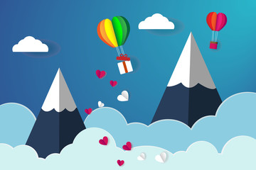 concept of love and valentine day,Hot air and mountain.