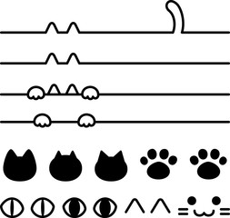 猫モチーフのライン、アイコンのセット © logistock