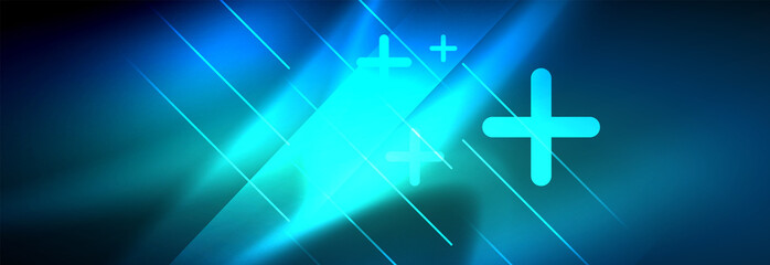 Neon glowing techno lines, hi-tech futuristic abstract background template with lines