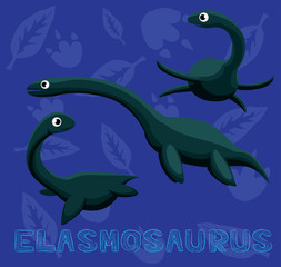 Dinosaur Elasmosaurus Cartoon Vector Illustration