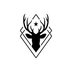 Hipster style deer logo - Vector