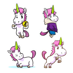 Obraz na płótnie Canvas cute little unicorn sticker set