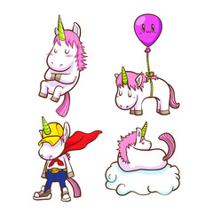 cute little unicorn sticker set