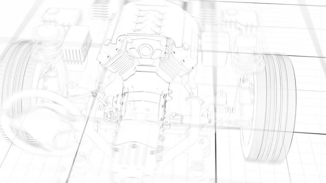 Car structure - Engine, steering, cardan shaft to wheels, braking system, cooling system, suspension 3d rendering