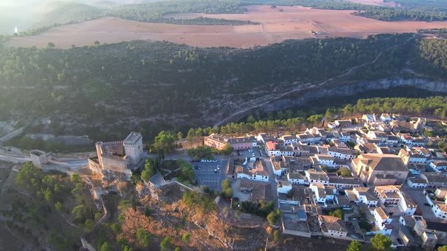 Aerial view of Alarcon. Beautiful village of Cuenca. Spain. 4k Drone Video