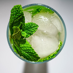 Mojito, cocktail, mint, ice, top view, alcohol, rum