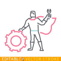 Setup wizard icon. White background. Easy changing vector with editable strokes.