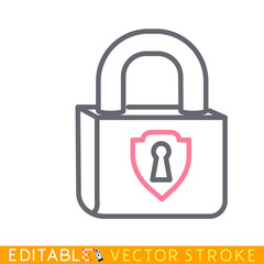 Lock icon. White background. Easy changing vector with editable strokes.