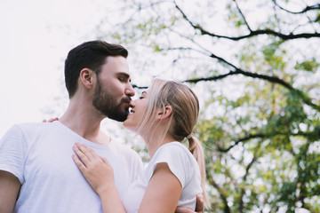 A couple romancing at the park