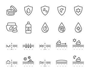 set of skin icons, such as facial, alovera, gel, moisture