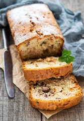traditional homemade stollen with dried fruits and nuts