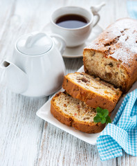 traditional homemade stollen with dried fruits and nuts