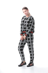 Fototapeta premium young woman in stylish pajamas.isolated on white