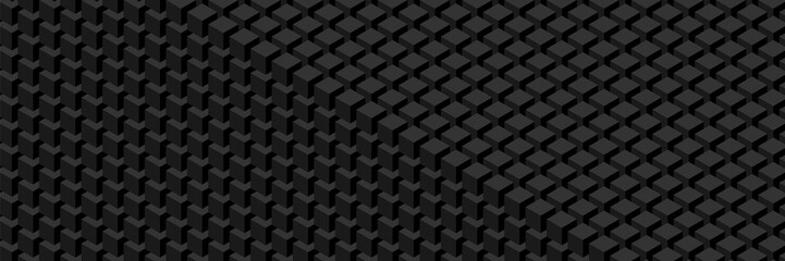 Trendy widescreen geometric background in isometric style. A wall of cubes.