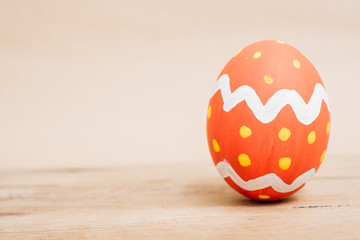 Beautiful Easter Red egg on wooden