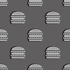 hamburger seamless pattern. vector illustration on gray background