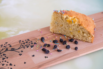 A cup of coffee,service cake in the plate and tea for concept.