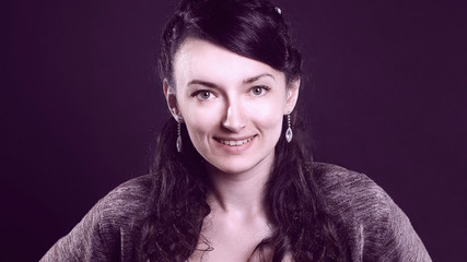 Fototapeta premium black-and-white photo.portrait of a serious young woman.