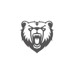 Bear head silhouette isolated on white background vector illustration.