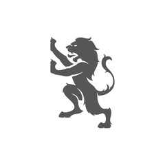 Lion silhouette isolated on white background vector illustration.