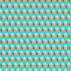 Obraz premium Yellow present boxes on cyan background