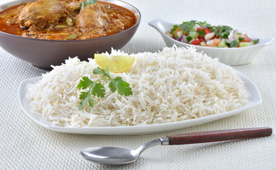 White rice with chicken curry