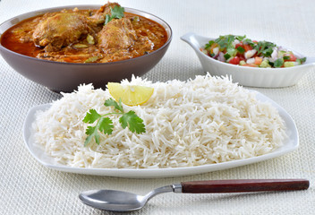 White rice with chicken curry