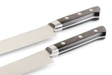 Knife handles on white background