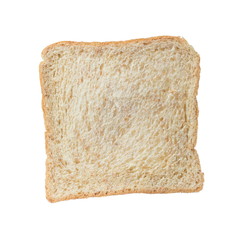 Fresh whole wheat bread slice isolated on a white background.