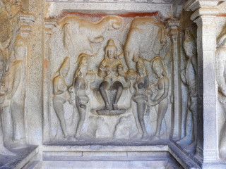 Wall of an ancient temple, Tamil Nadu, Mahabalipuram city