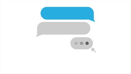 Text typing in messenger, sending message, message bubble for custom text on white screen.