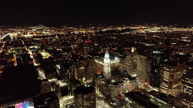 Aerial Video of Center City Philadelphia at Night