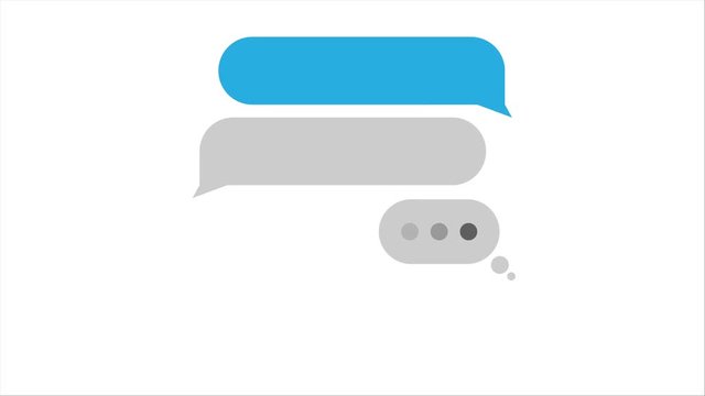 Text typing in messenger, sending message, message bubble for custom text on white screen.